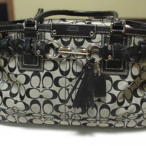 COACH Hampton black signature carryall satchel braided - Picture 1 of 14
